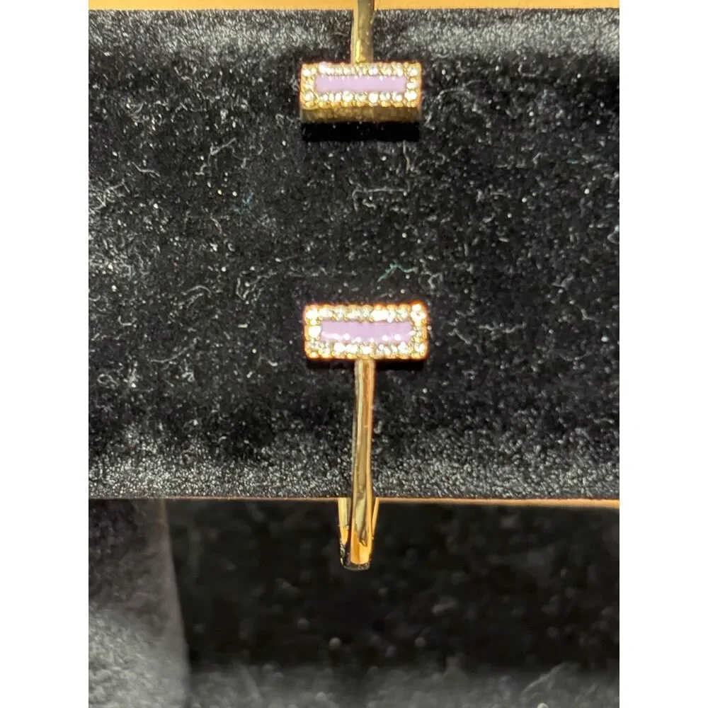 Kate Spade New York Lavender Enamel Raising The Bar Pave Bangle Bracelet EUC - Picture 3 of 8